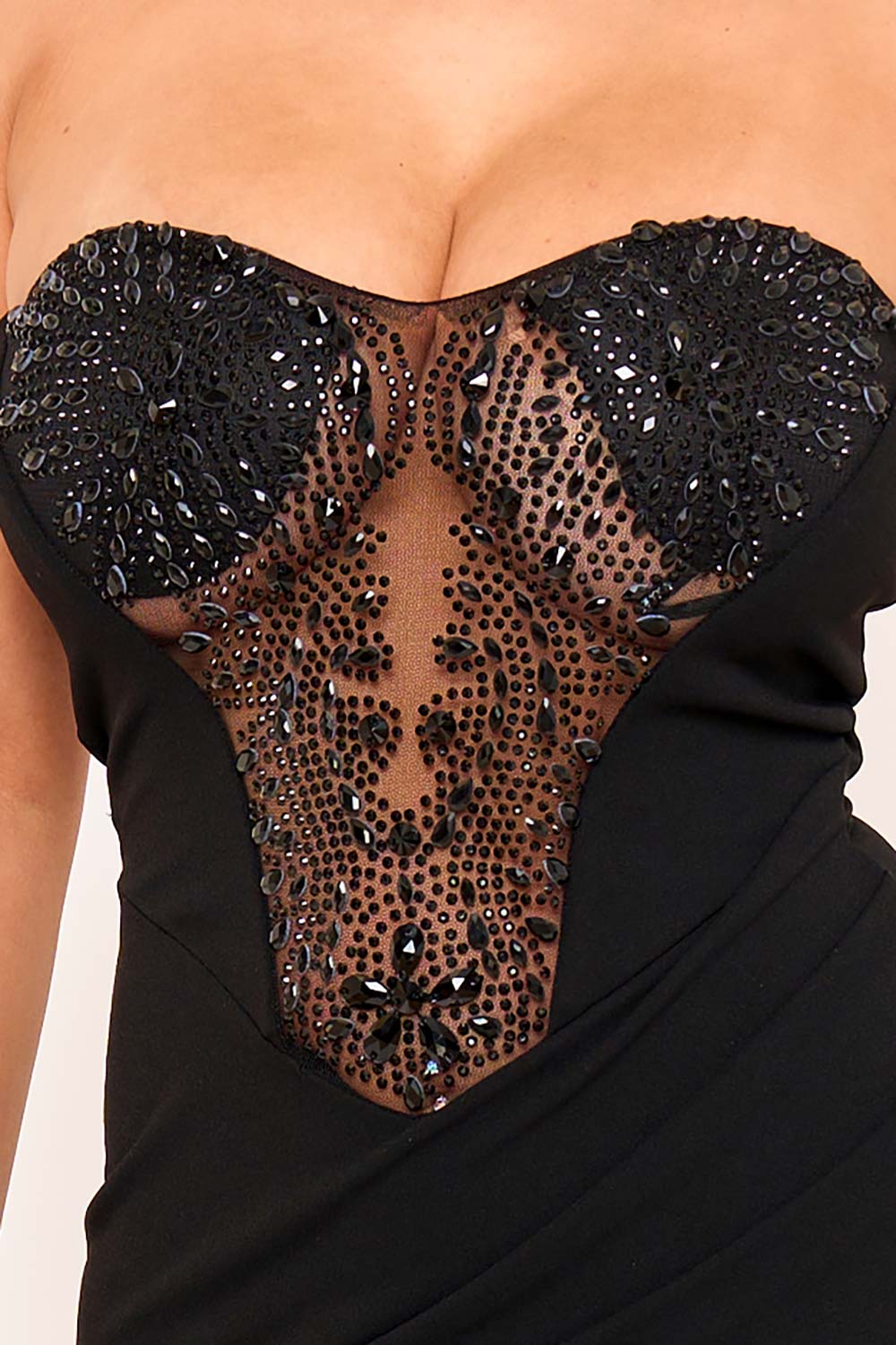 Symphony Dress - Rhinestone Bustier Top With Mermaid Like Maxi Dress