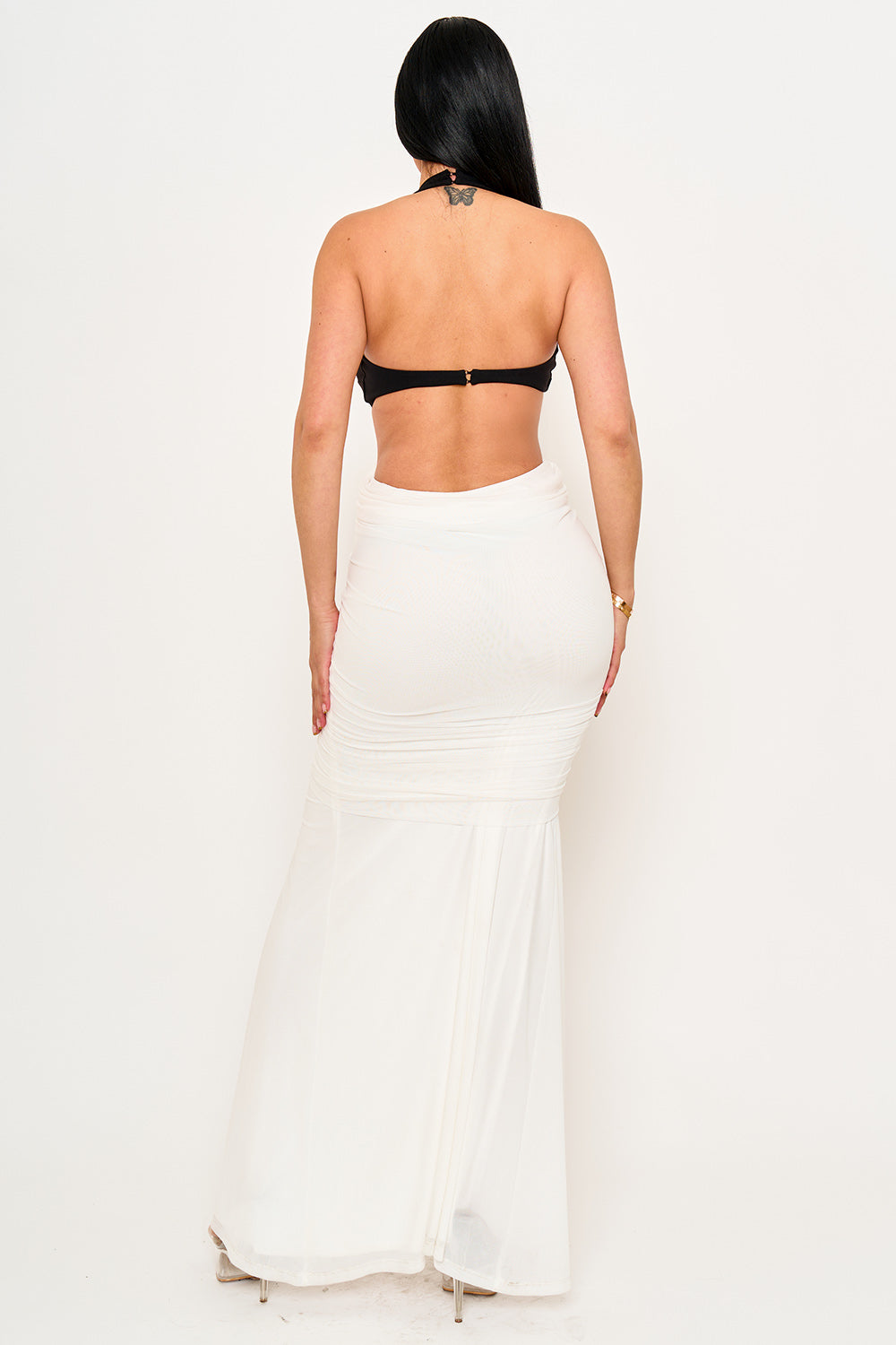 Symphony Dress - Two Tone Contrast Fabric Mermaid Maxi Dress