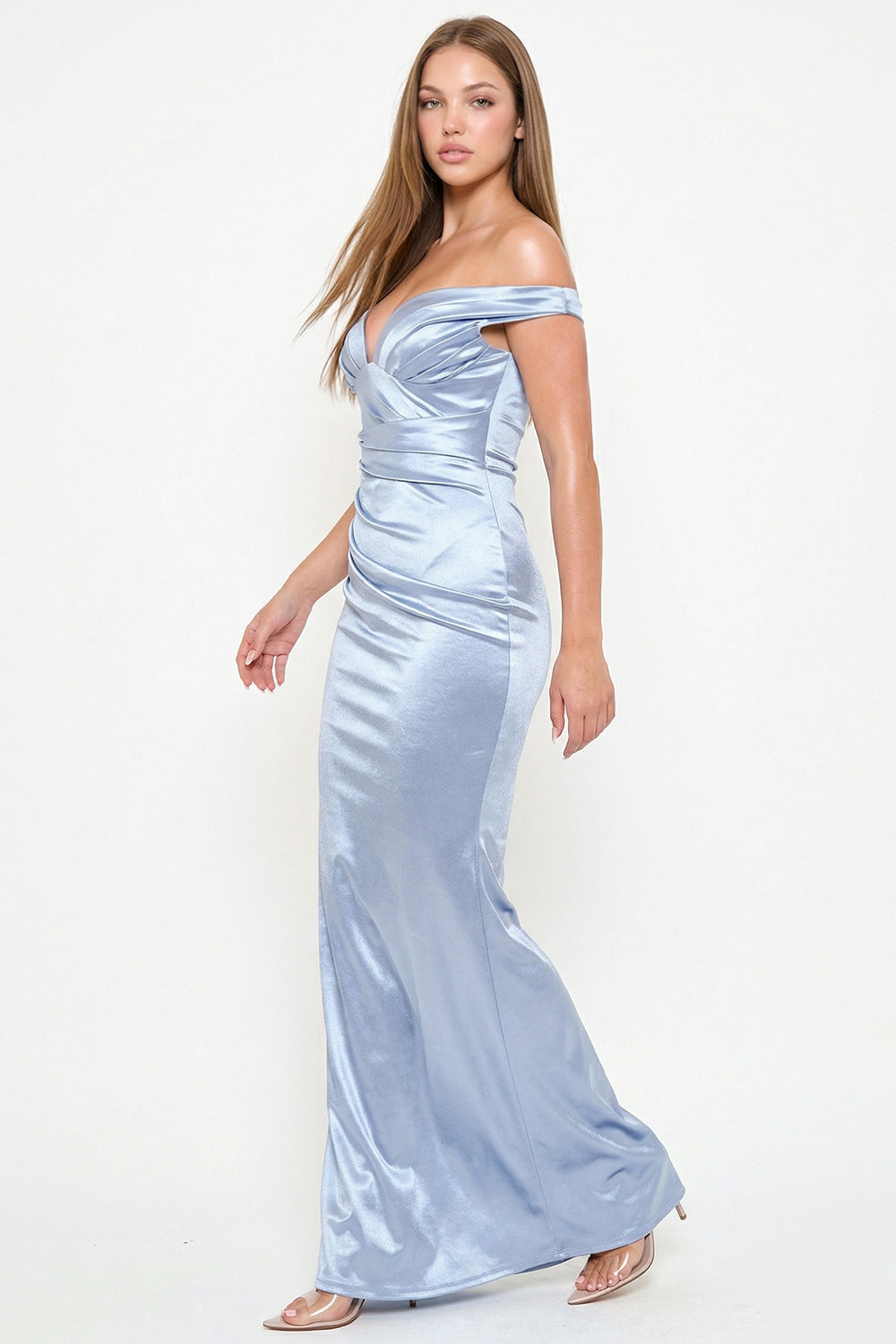 Symphony Dress - Satin Pleated On Bust Maxi Dress