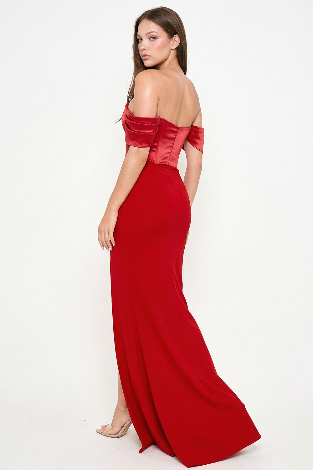Symphony Dress - Satin Top With Overlay Mesh Maxi Dress