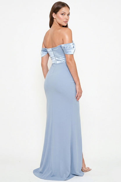 Symphony Dress - Satin Top With Overlay Mesh Maxi Dress