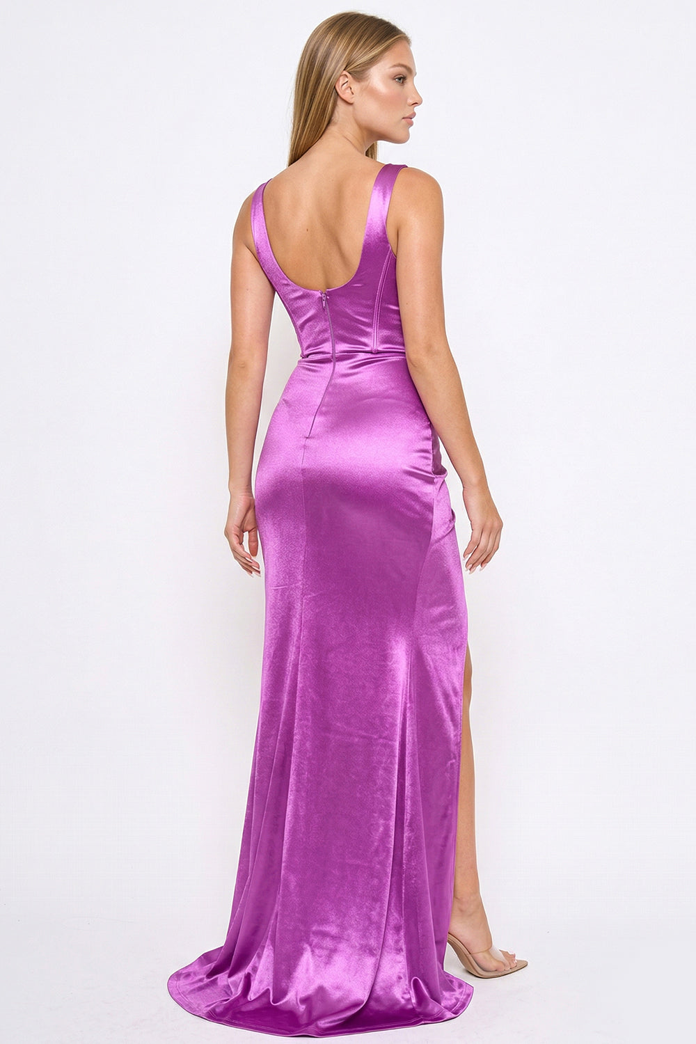 Symphony Dress - Two Way Satin Off The Shoulder Maxi Dress