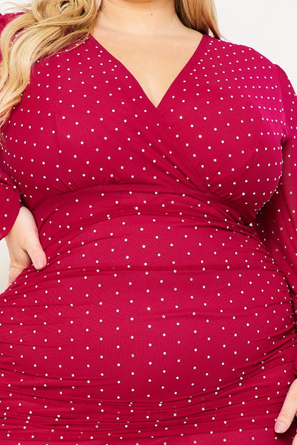 Symphony Dress - Rhinestone On Mesh Plus Size Night Out Mini Dress