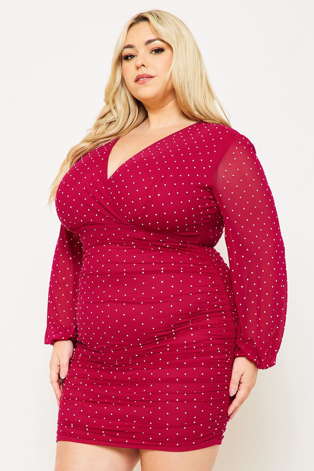 Symphony Dress - Rhinestone On Mesh Plus Size Night Out Mini Dress