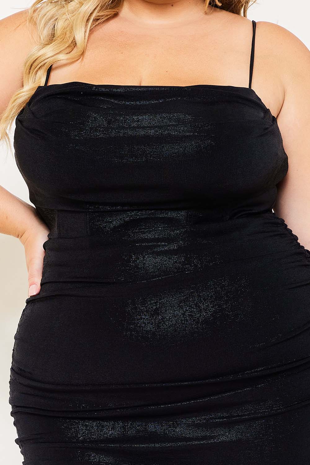 Symphony Dress - Metallic Pleated Plus Size Night Out Midi Dress