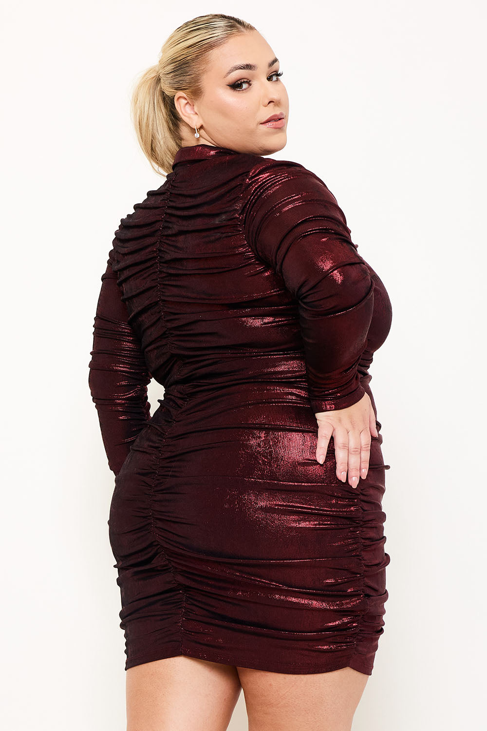 Symphony Dress - Slinky Foil Shirt Plus Size Night Out Mini Dress