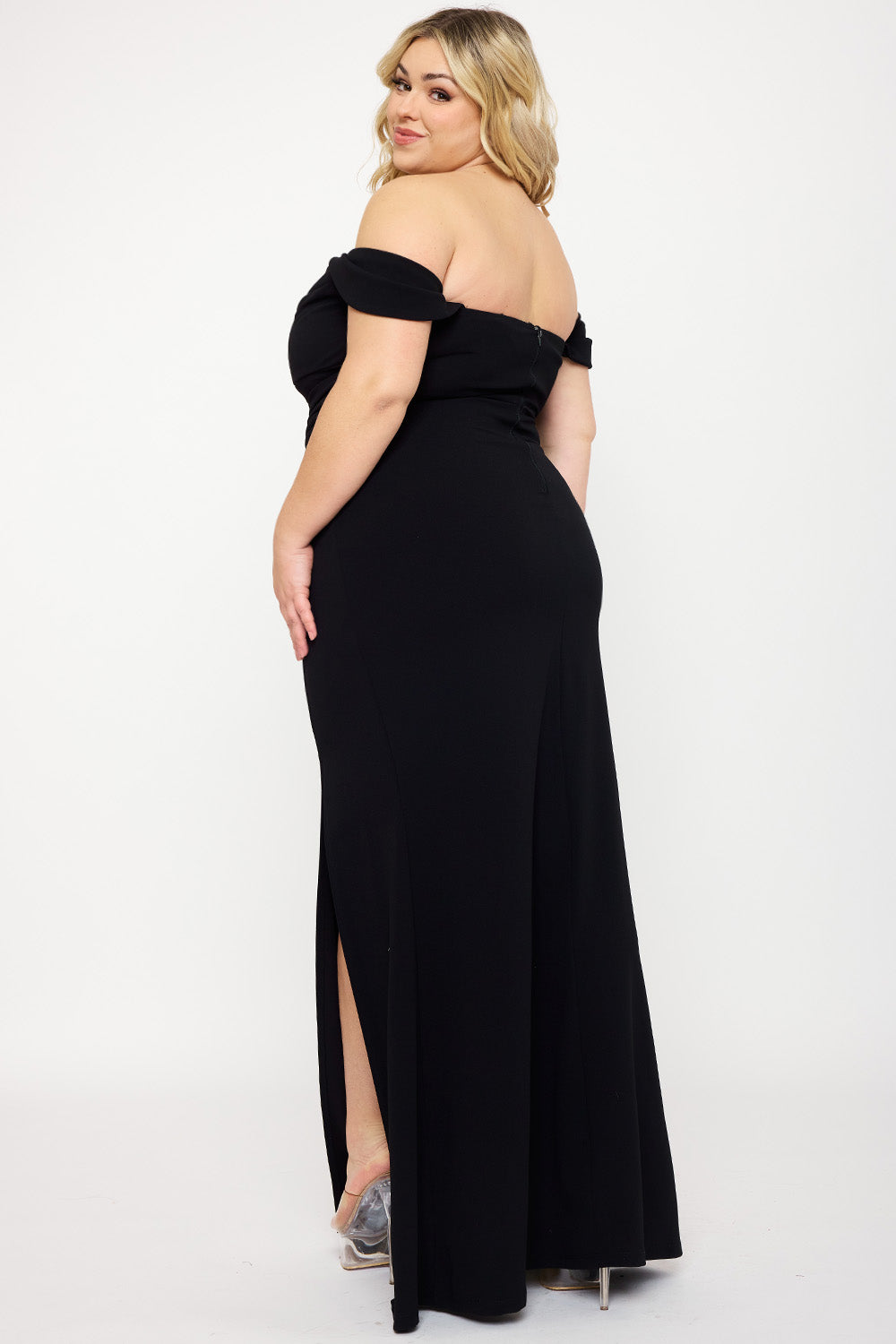 Symphony Dress - Off The Shoulder Pleated Plus Size Maxi Dress