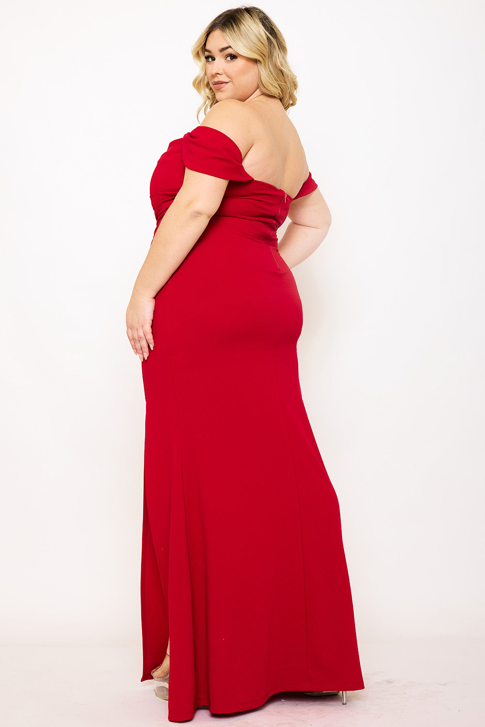 Symphony Dress - Off The Shoulder Pleated Plus Size Maxi Dress