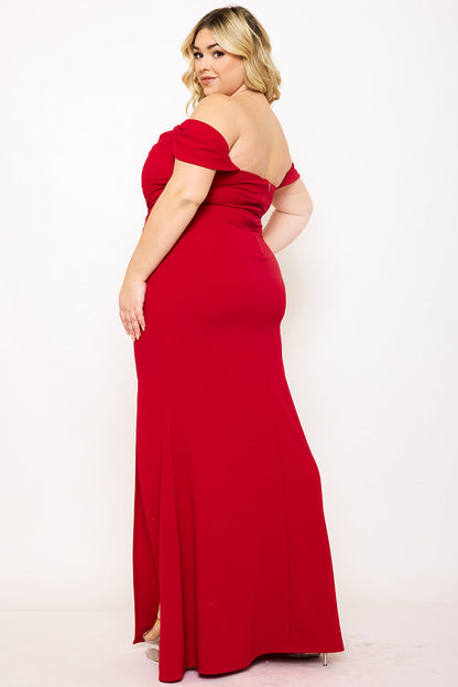 Symphony Dress - Off The Shoulder Pleated Plus Size Maxi Dress