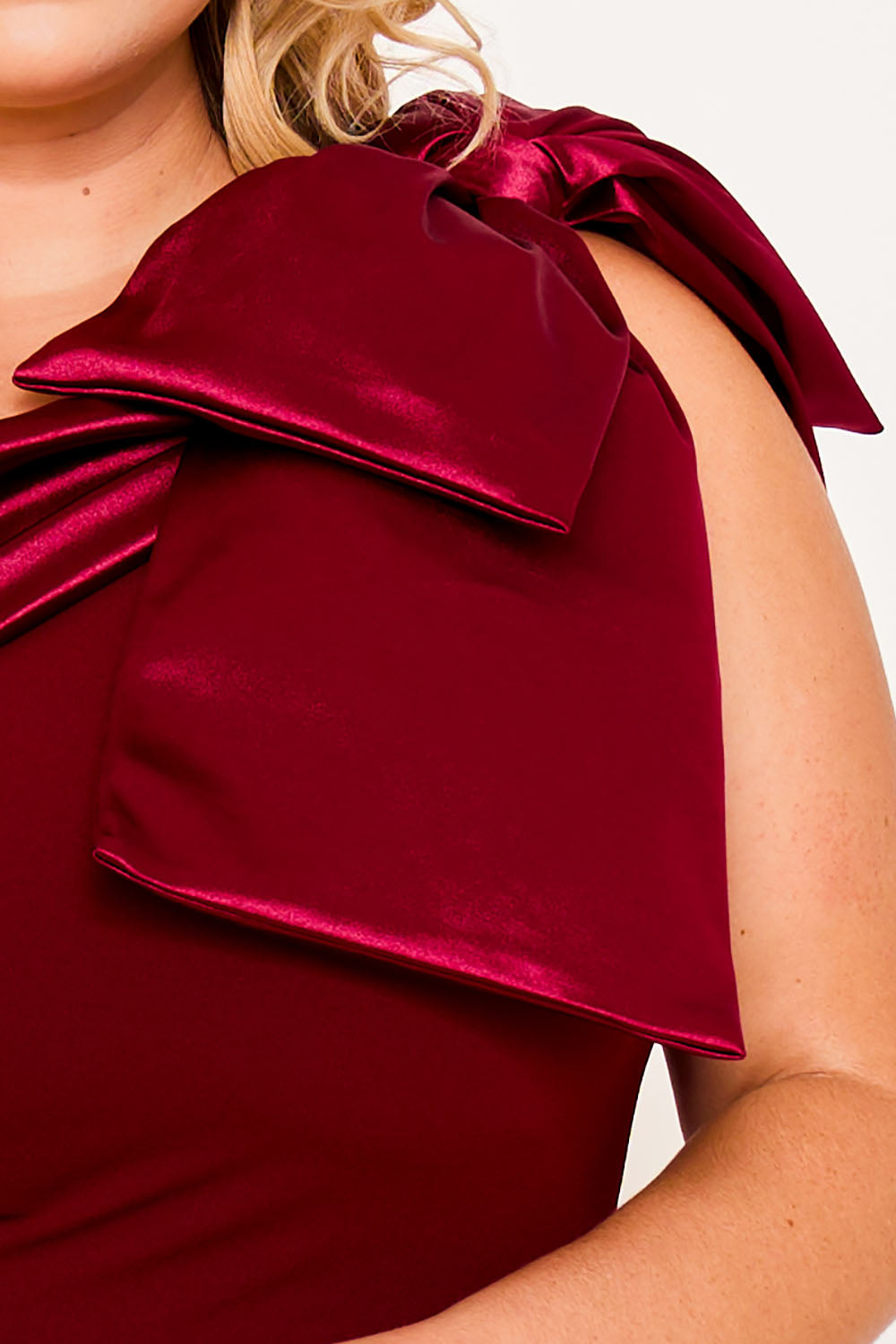 Symphony Dress - Fabric Contrast Of Techno Crepe And Satin Plus Size Maxi Dress
