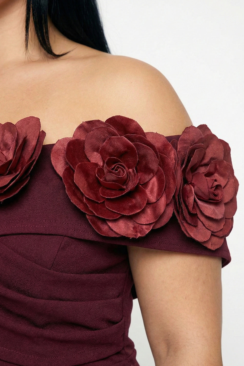 Plus Size Night Out Dress - Flower Corsage Side Detail Plus Size Midi Dress