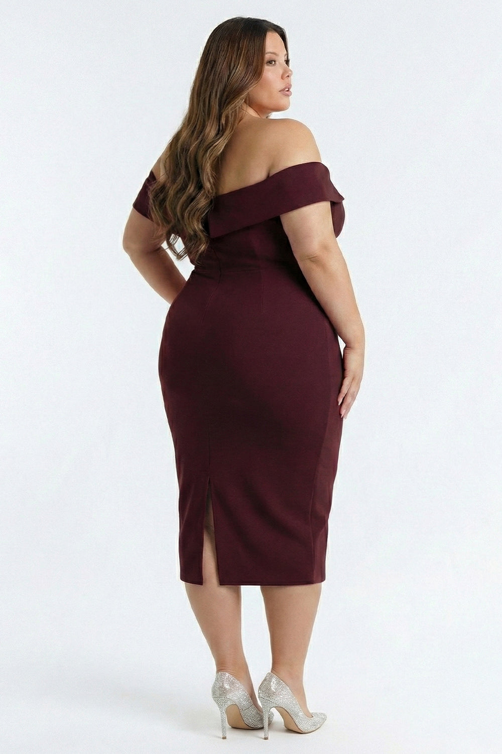 Plus Size Night Out Dress - Flower Corsage Side Detail Plus Size Midi Dress