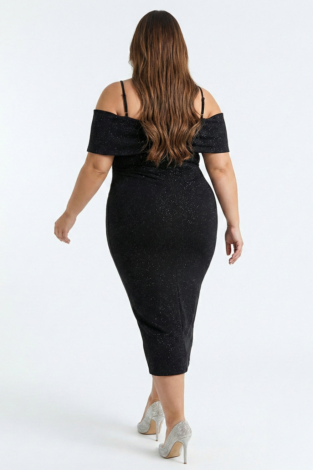 Plus Size Night Out Dress - Bow Front Off The Shoulder Plus Size Midi Dress