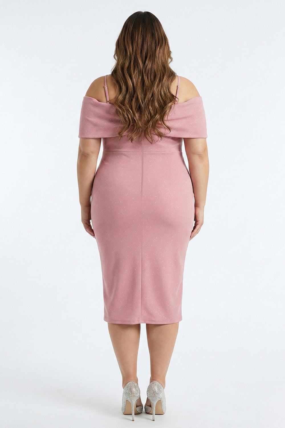 Plus Size Night Out Dress - Bow Front Off The Shoulder Plus Size Midi Dress