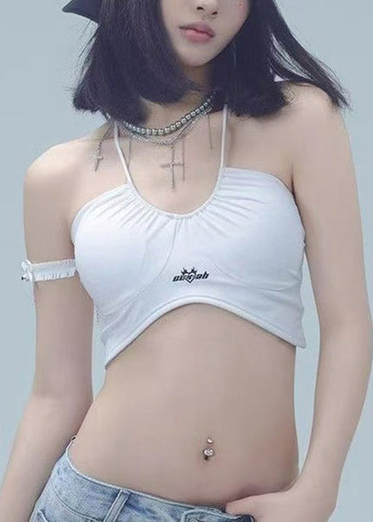 Sexy And Breathable Blue Sports Lace Up Bra Crop Top