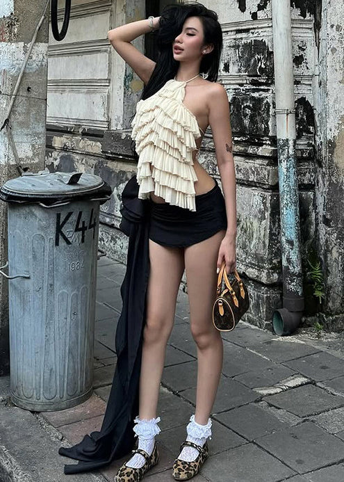 Sexy Apricot Backless Halter Hot Vest Summer