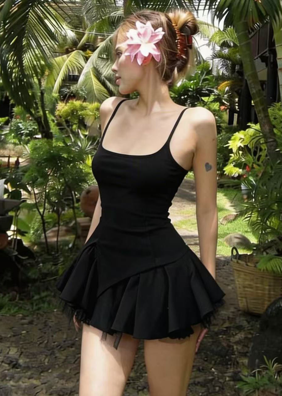 Sexy Black Silm Fit A Line Mini Dress Summer