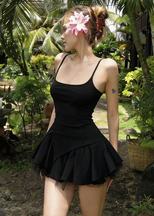 Sexy Black Silm Fit A Line Mini Dress Summer