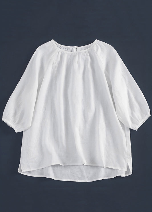 Simple Yellow Embroidered Low High Design T Shirt Three Quarter Sleeve