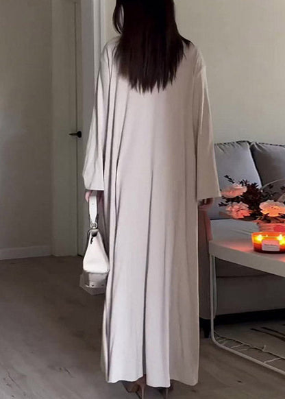 Slim Fit Grey Turtleneck Solid Cardigans And Long Dress Two Piece Set Fall