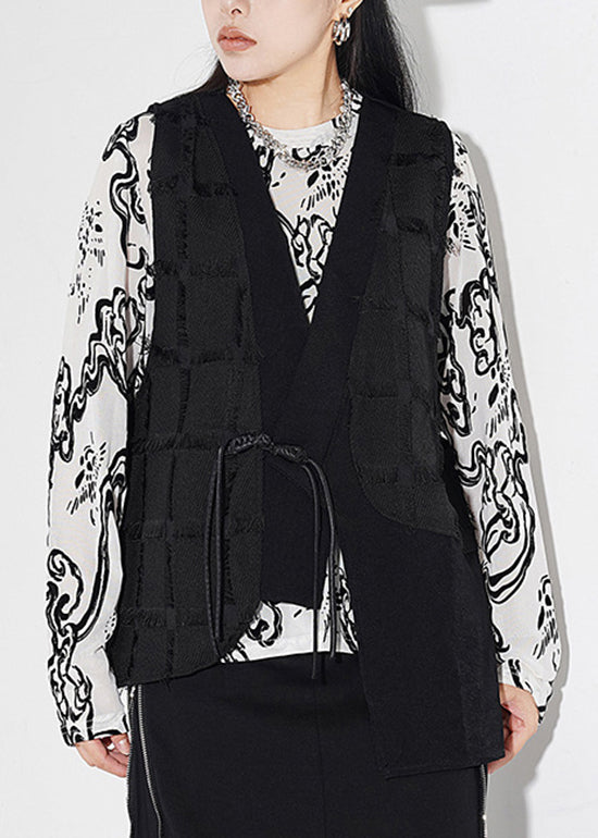 Street Style Tassel Buckle Asymmetrical Design Sleeveless Vest Summer