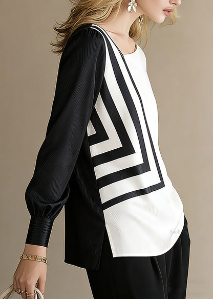 Style Colorblock O-Neck Patchwork Plaid T Shirt Spring