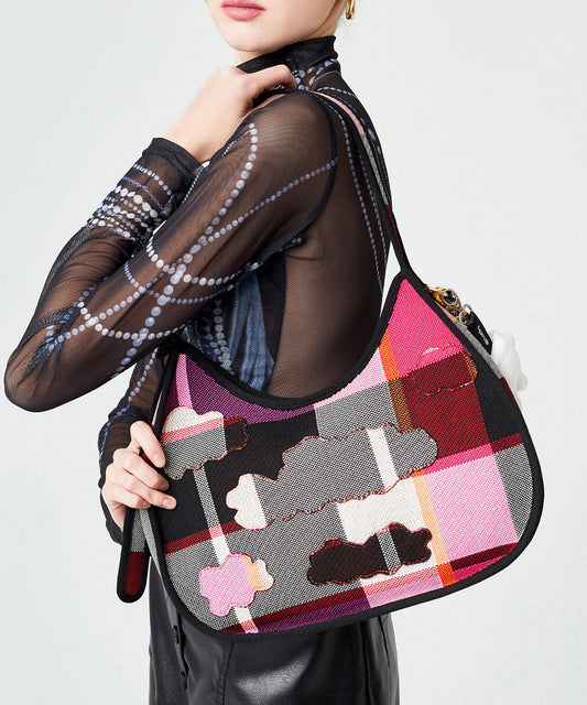 Style Colorblock Print Solid Durable Cotton Hobo Bag