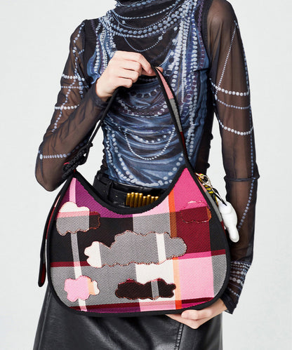 Style Colorblock Print Solid Durable Cotton Hobo Bag