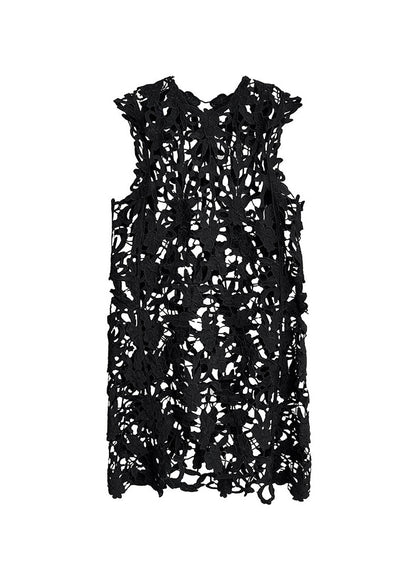 Stylish Black O Neck Hollow Out Lace Dresses Summer