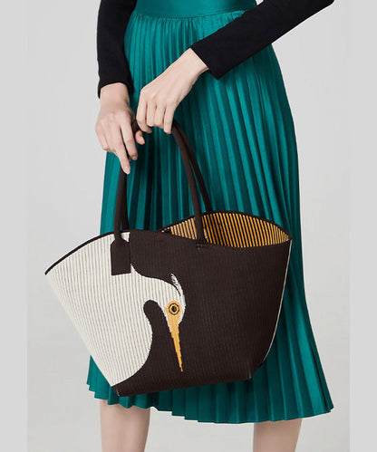 Stylish Chocolate Asymmetrical Design Jacquard Cotton Shoulder Bags