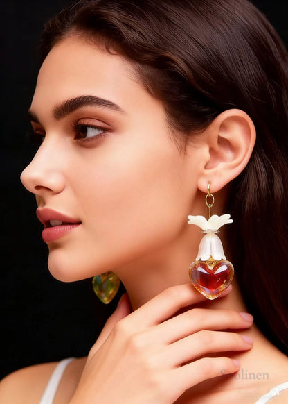 Stylish Multicolour Heart-shaped Asymmetric Design Acrylic Drop Earrings