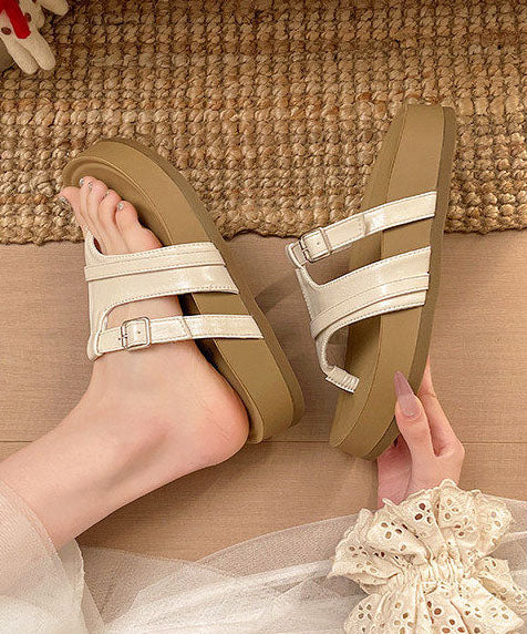Stylish Platform Flip Flops Black Faux Leather