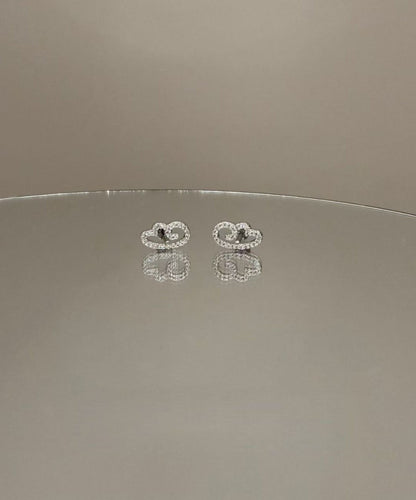 Stylish Silk Stainless Steel Zircon Hollow Out Wing Stud Earrings