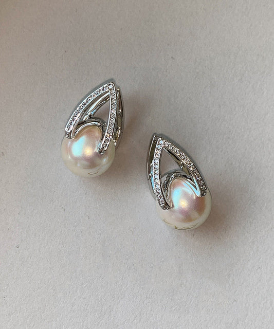 Stylish White Pearl High Quality Zircon Drop Earrings