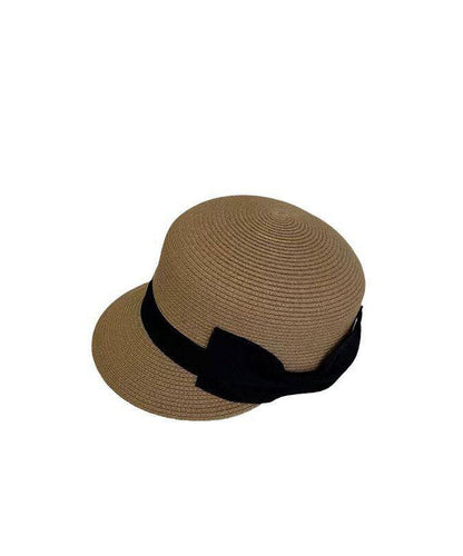 Summer New Khaki Bow Straw Woven Equestrian Hat