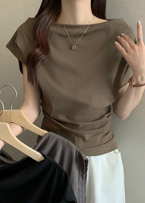 Trendy Black Batwing Sleeve Slash Neck Yoga Tops