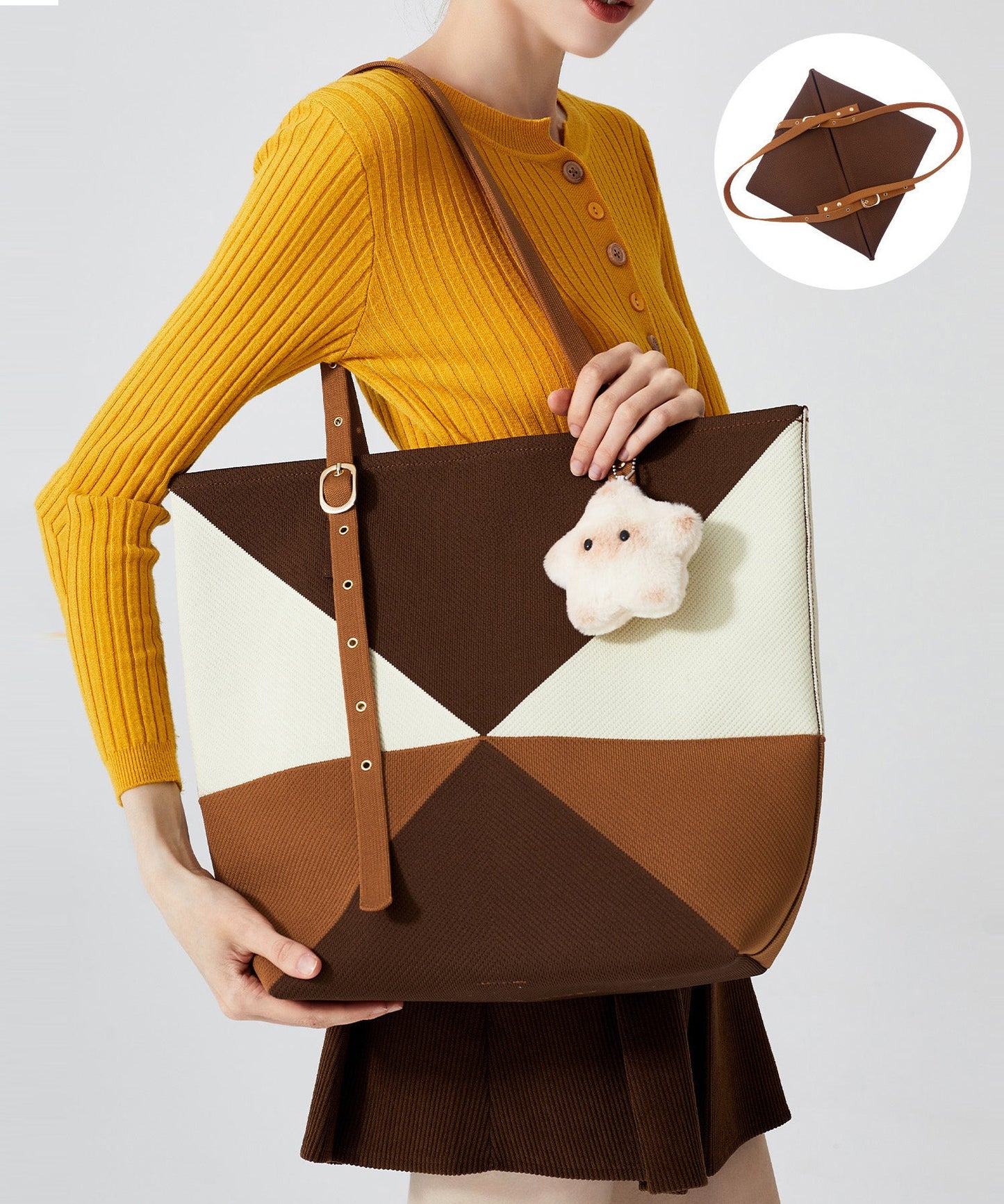 Unique Colorblock Solid Durable Large Capacity Cotton Shoulder Bags