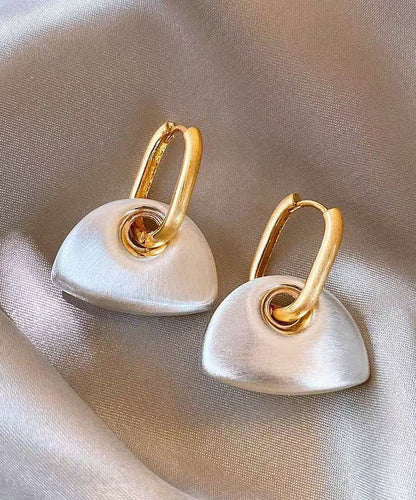 Unique Gold Copper Overgild Frosted Semicircle Hoop Earrings