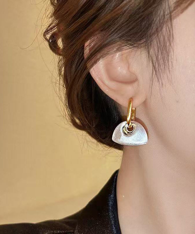 Unique Gold Copper Overgild Frosted Semicircle Hoop Earrings