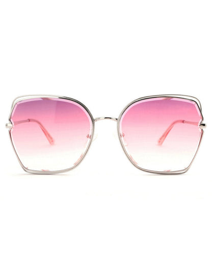 Unique Gradient Color Blue Metal Asymmetrical Sunglasses