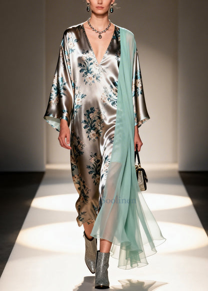 Unique Grey Print Patchwork Tulle Vacation Dresses Spring