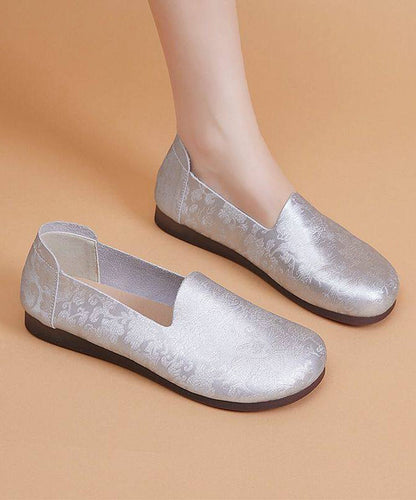 Unique Silvery Flat Feet Shoes Faux Leather