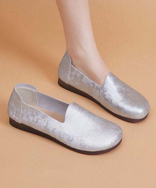 Unique Silvery Flat Feet Shoes Faux Leather