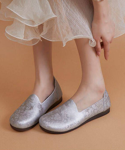 Unique Silvery Flat Feet Shoes Faux Leather