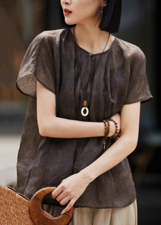 Vintage Brown Oversized Cotton Tank Tops Summer