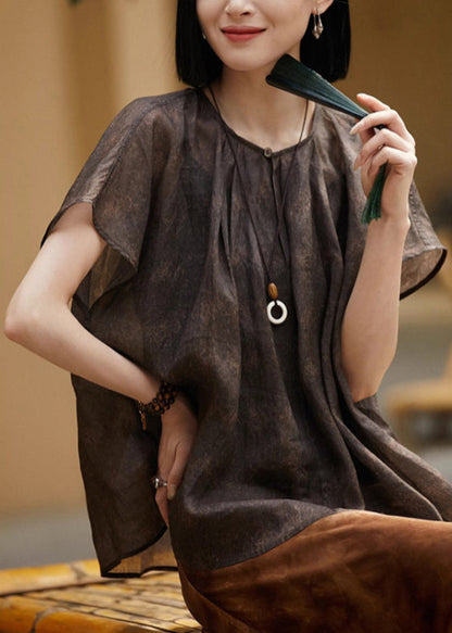 Vintage Brown Oversized Cotton Tank Tops Summer