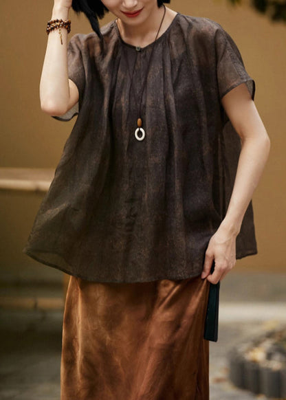 Vintage Brown Oversized Cotton Tank Tops Summer