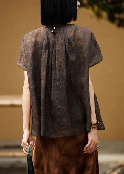 Vintage Brown Oversized Cotton Tank Tops Summer
