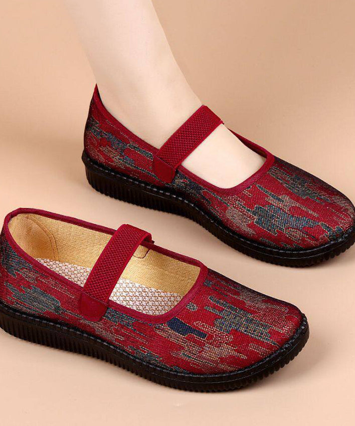 Vintage Flat Shoes For Women Black Cotton Fabric