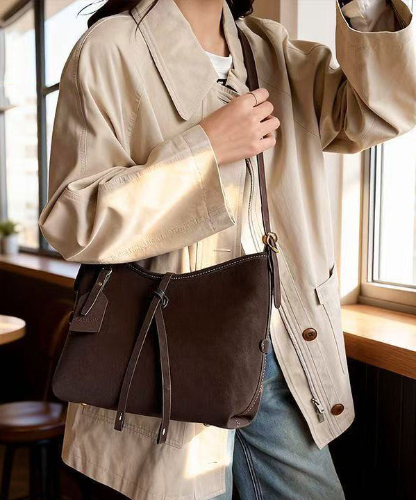Vintage Solid Durable Large Capacity Fine Suede Messenger Bag